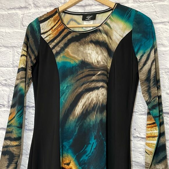 Libra Abstract Print Tunic Length Long Sleeve Top Size Extra Small - Picture 3 of 10